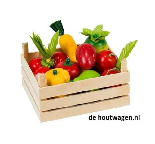 houten groenten en fruit in kistje
